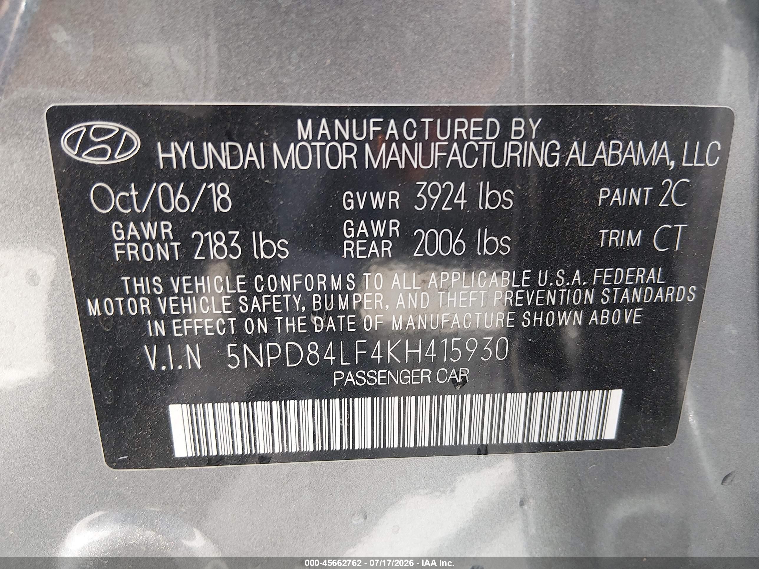 2019 HYUNDAI ELANTRA