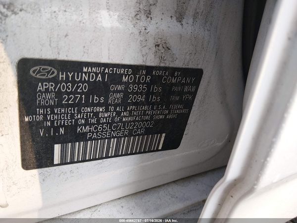 2020 HYUNDAI IONIQ HYBRID BLUE