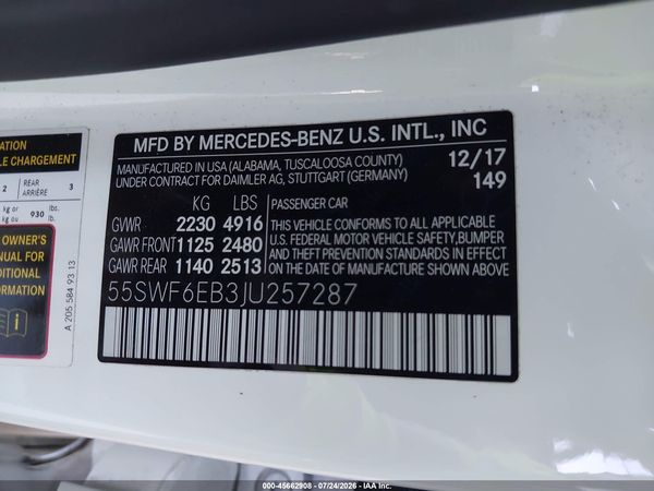 2018 MERCEDES-BENZ AMG C 43 4MATIC