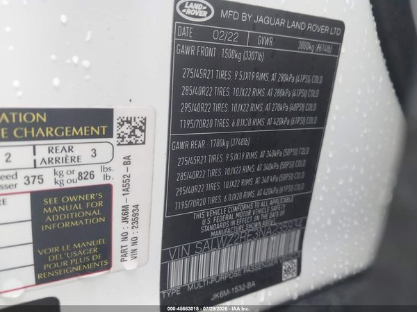 2022 LAND ROVER RANGE ROVER SPORT SVR/SVR CARBON EDITION