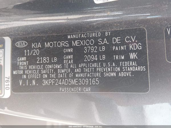 2021 KIA FORTE LXS