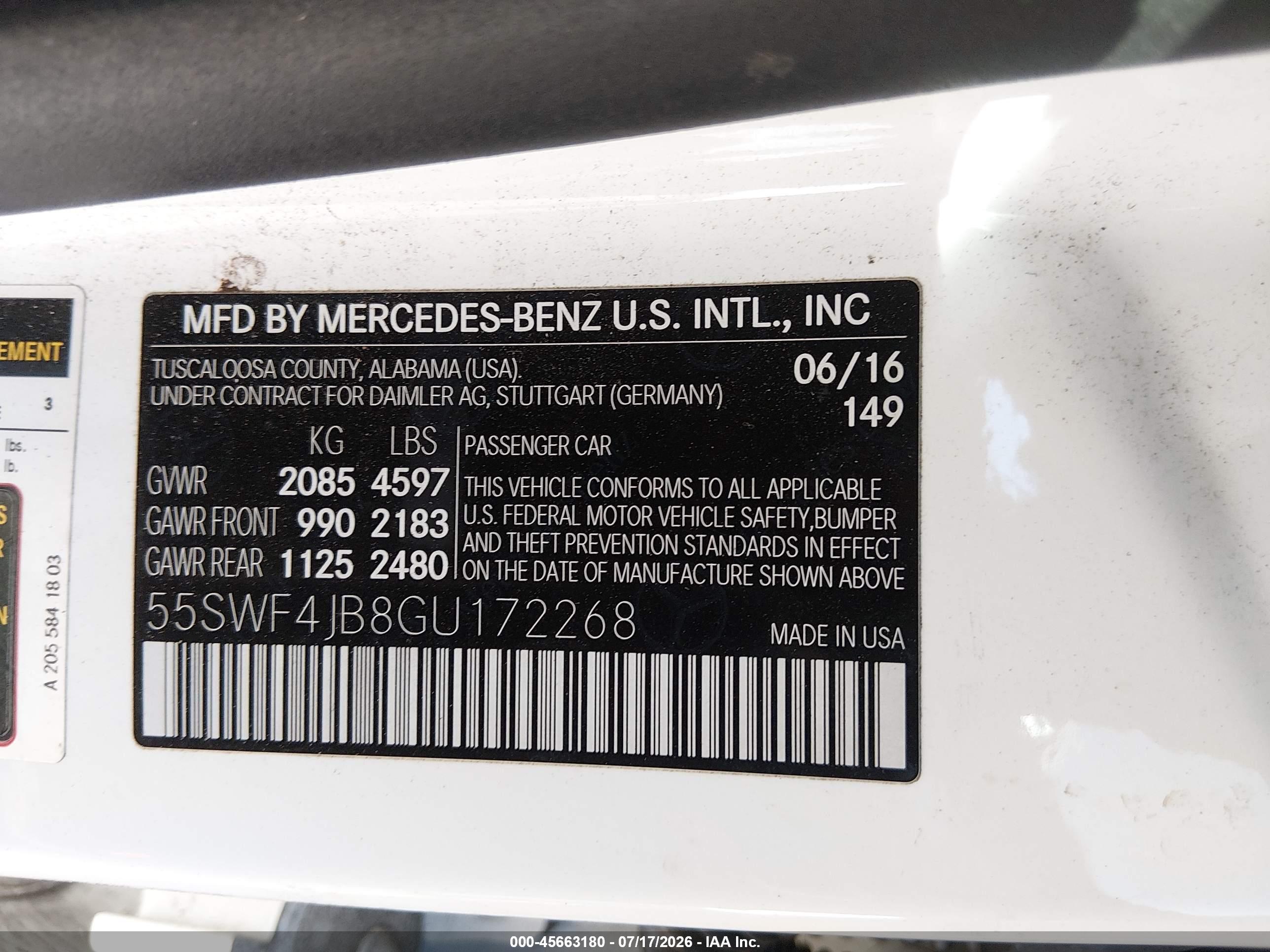 2016 MERCEDES-BENZ C 300 C300