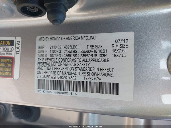 2019 HONDA CR-V EX-L