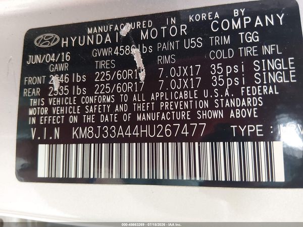 2017 HYUNDAI TUCSON SE