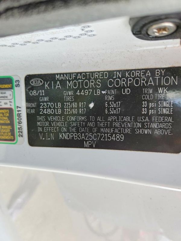 2012 KIA SPORTAGE GL(Middle-low grade) — VINS