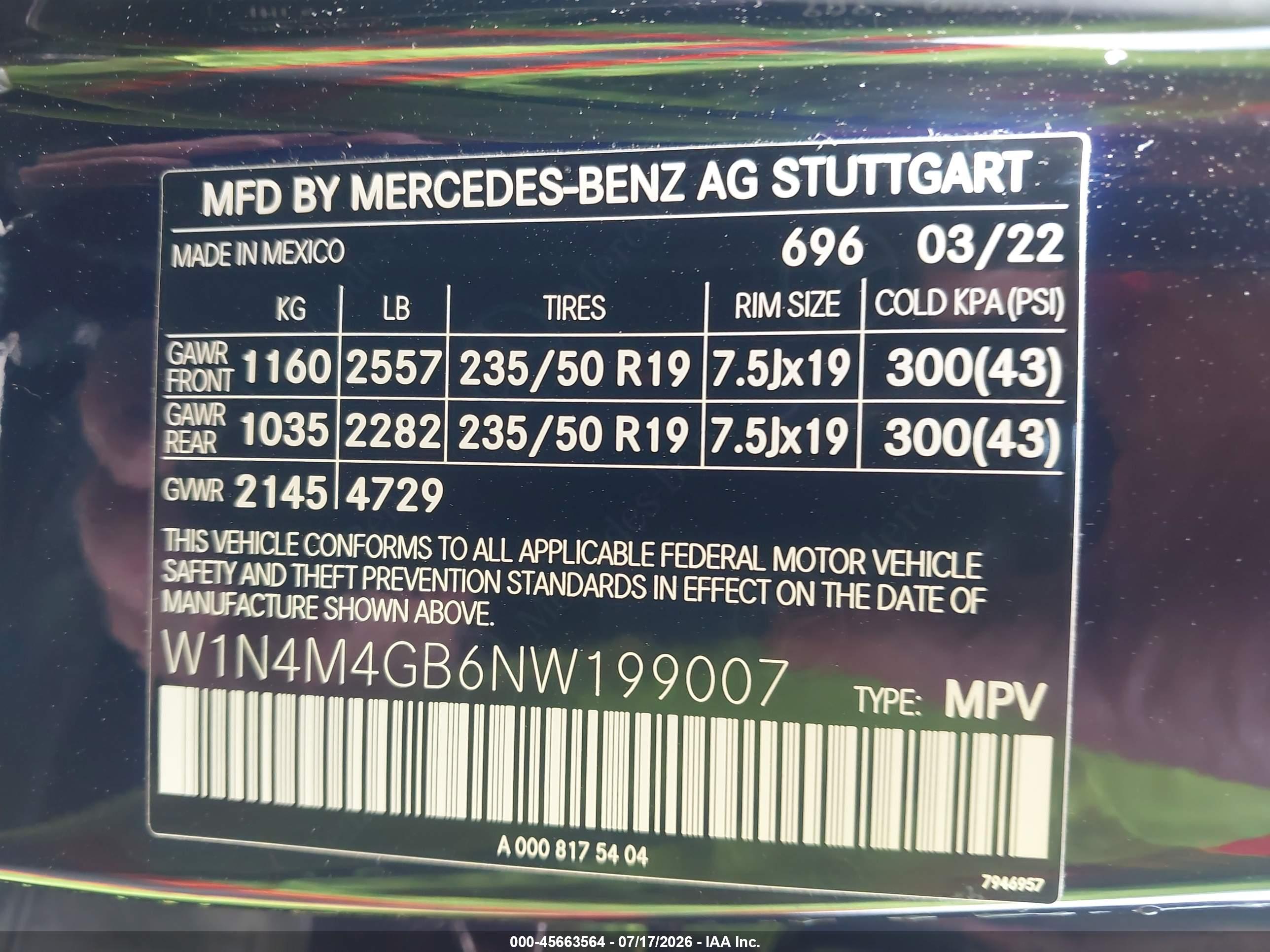 2022 MERCEDES-BENZ GLB 250 GLB250