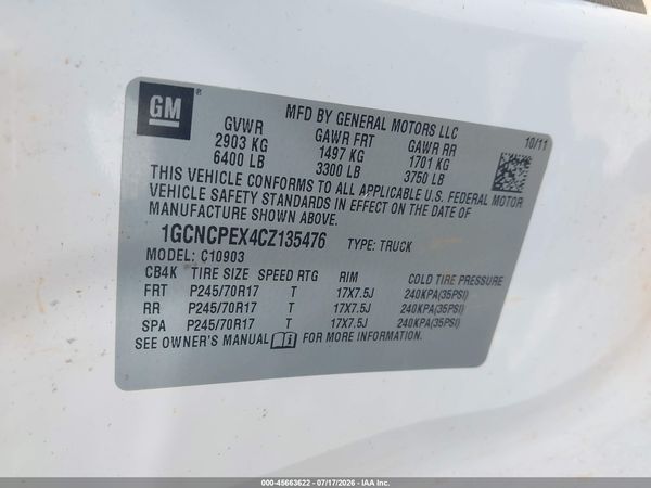 2012 CHEVROLET SILVERADO 1500 WORK TRUCK — I9