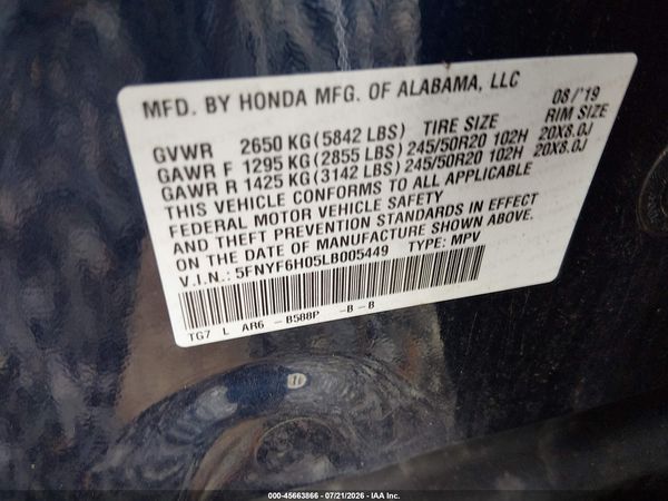 2020 HONDA PILOT AWD ELITE