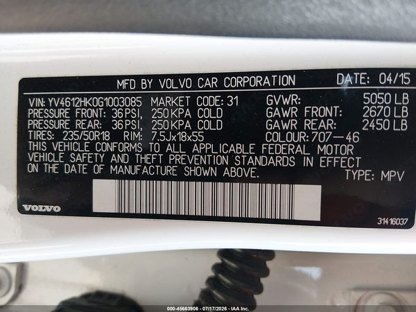 2016 VOLVO V60 CROSS COUNTRY T5