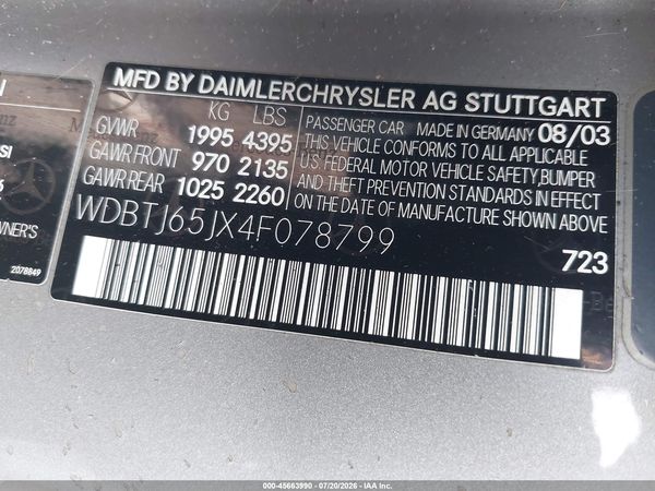 2004 MERCEDES-BENZ CLK 320 CLK320C