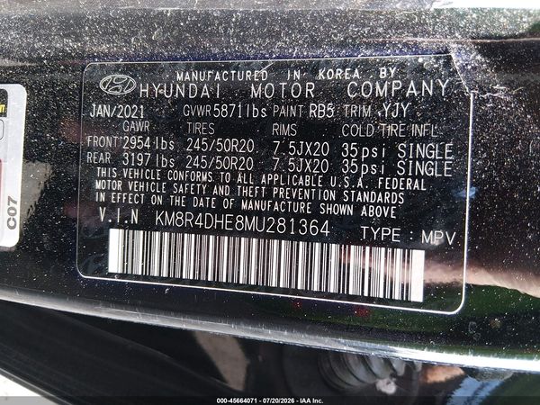 2021 HYUNDAI PALISADE SEL