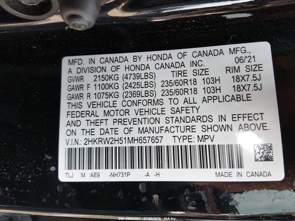 2021 HONDA CR-V AWD EX