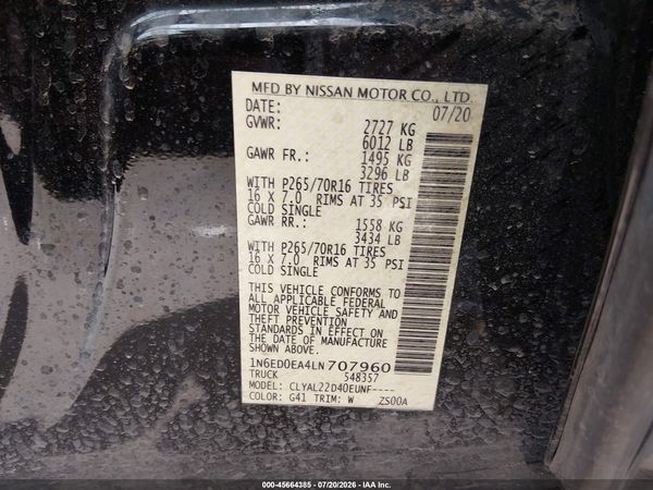 2020 NISSAN FRONTIER SV 4X2