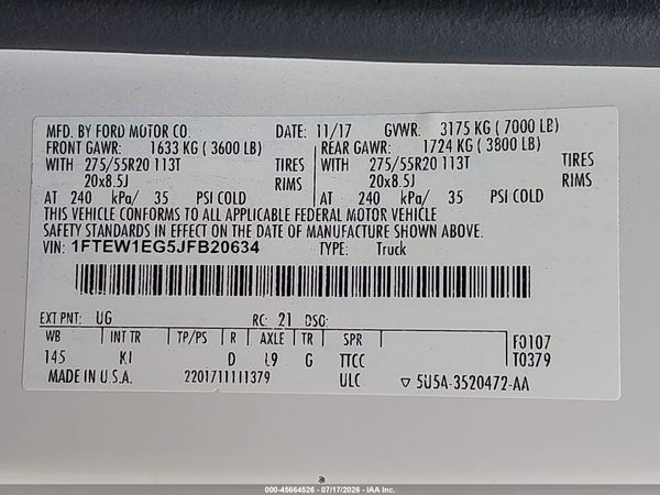 2018 FORD F-150 KING RANCH