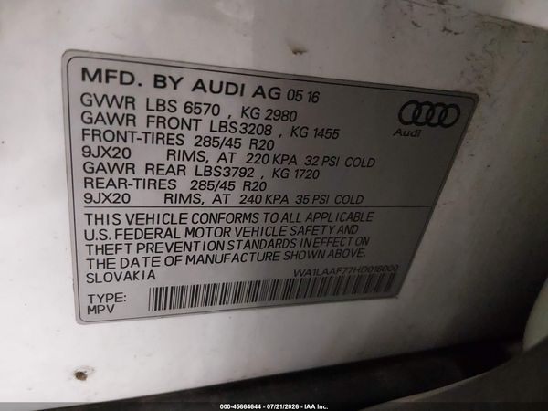 2017 AUDI Q7 3.0T PREMIUM