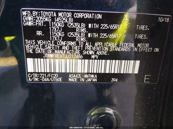 2018 TOYOTA RAV4 XLE