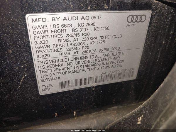 2017 AUDI Q7 3.0T PREMIUM