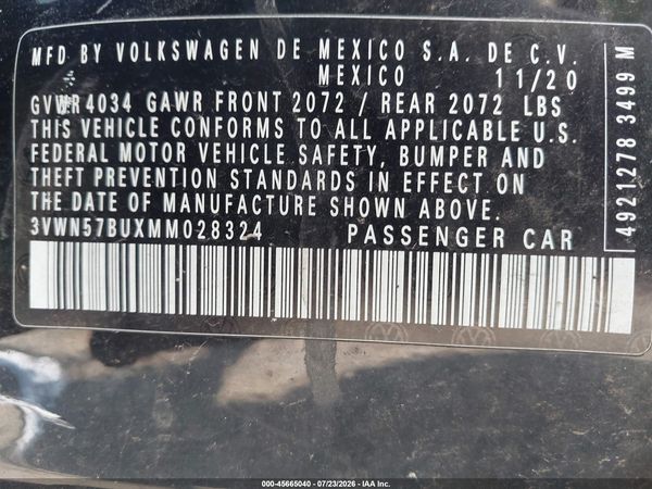 2021 VOLKSWAGEN JETTA 1.4T R-LINE/1.4T S — I9
