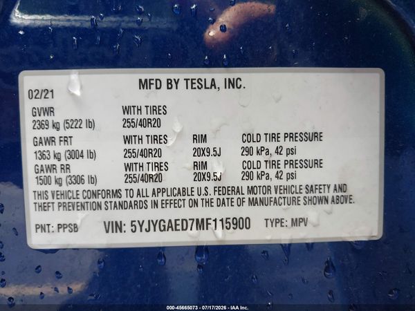 2021 TESLA MODEL Y