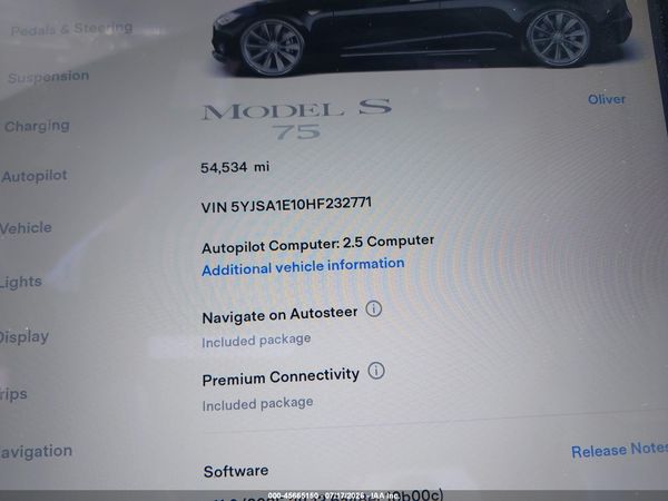 2017 TESLA MODEL S 60/75