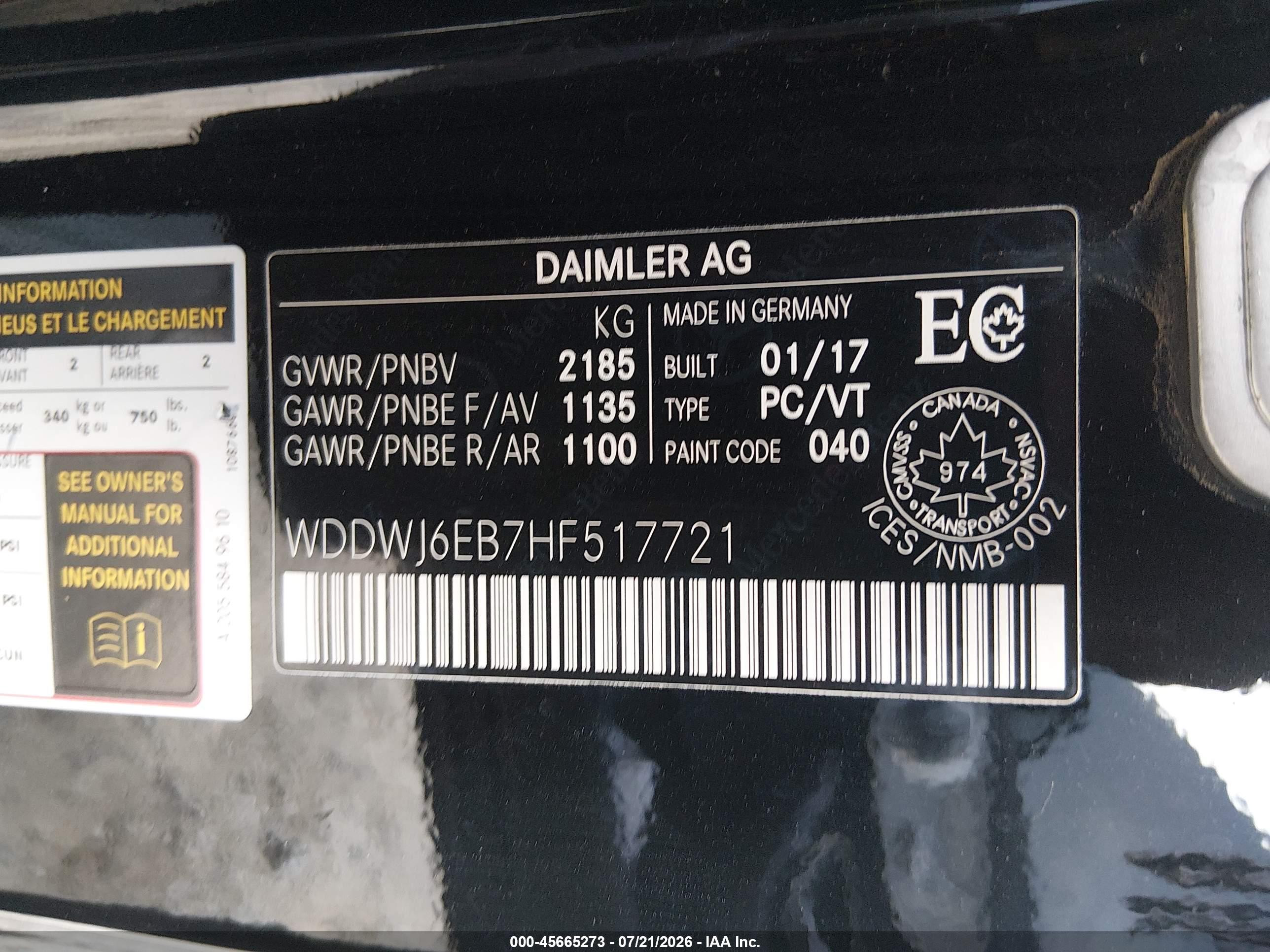 2017 MERCEDES-BENZ AMG C 43 4MATIC