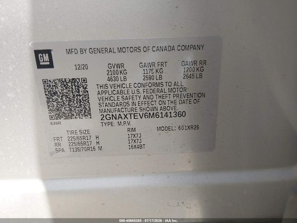 2021 CHEVROLET EQUINOX AWD 2FL — I9