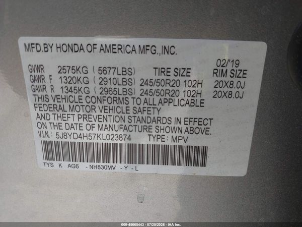 2019 ACURA MDX TECH PKG