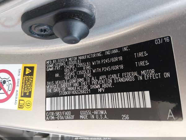 2016 TOYOTA HIGHLANDER LE PLUS V6