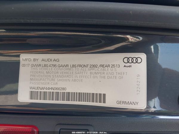 2017 AUDI A4 3.0T PREMIUM PLUS