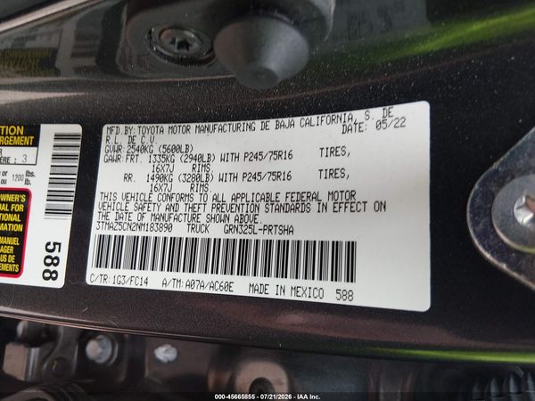 2022 TOYOTA TACOMA SR5 V6