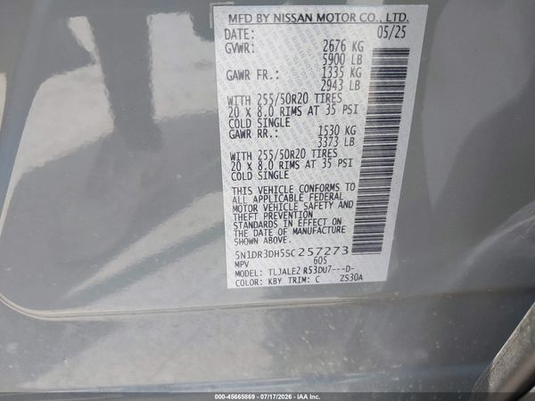 2025 NISSAN PATHFINDER PLATINUM FWD — I9