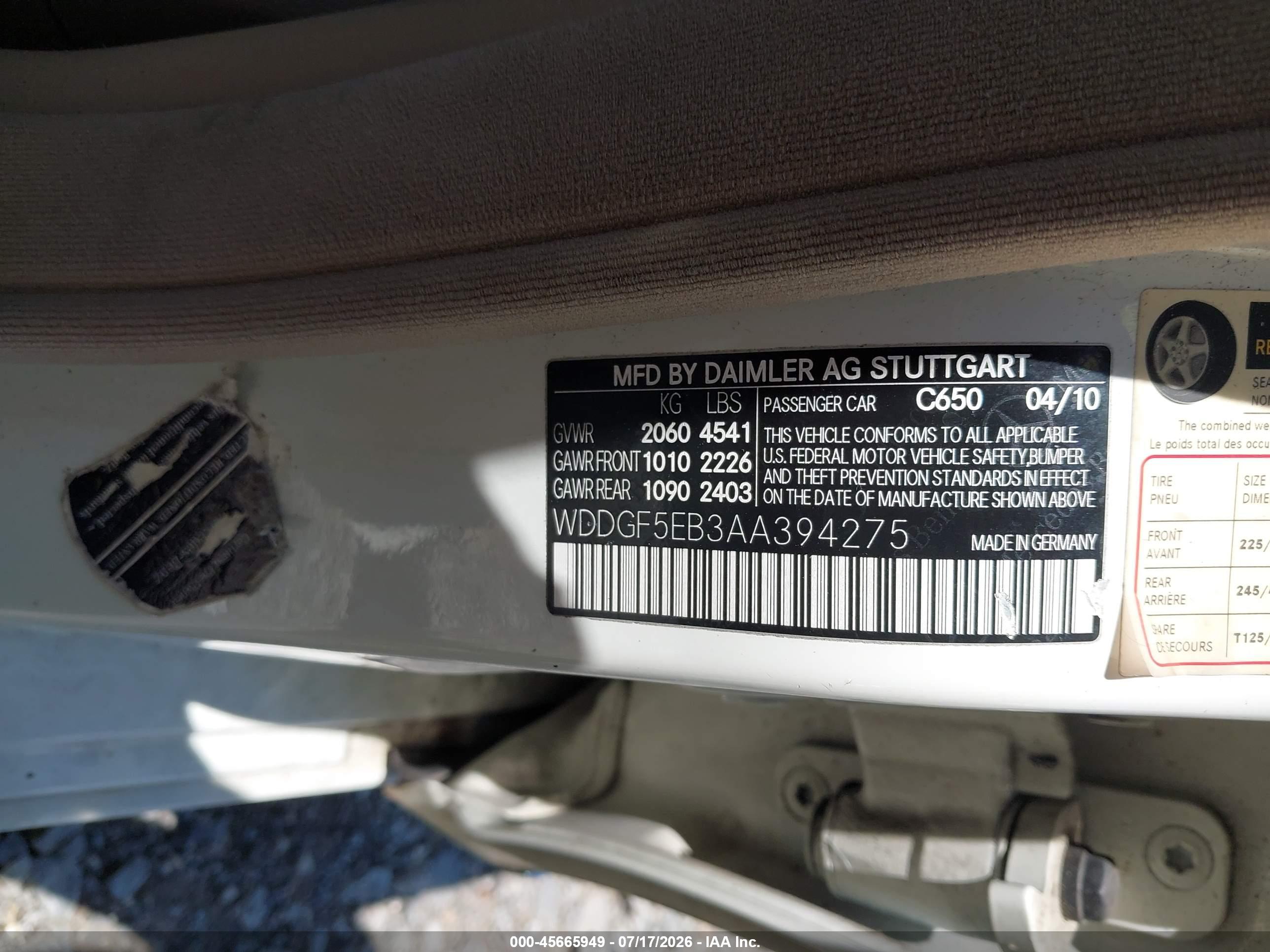 2010 MERCEDES-BENZ C 300 C300