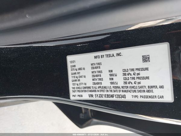 2022 TESLA MODEL 3
