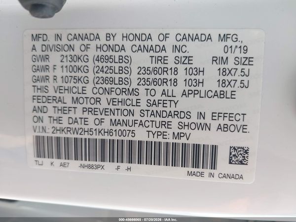 2019 HONDA CR-V EX