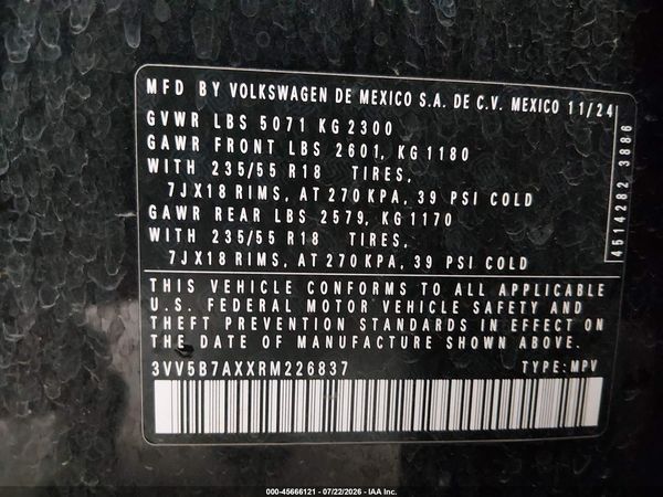 2024 VOLKSWAGEN TIGUAN 2.0T WOLFSBURG EDITION — I9