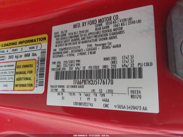 2018 FORD MUSTANG ECOBOOST