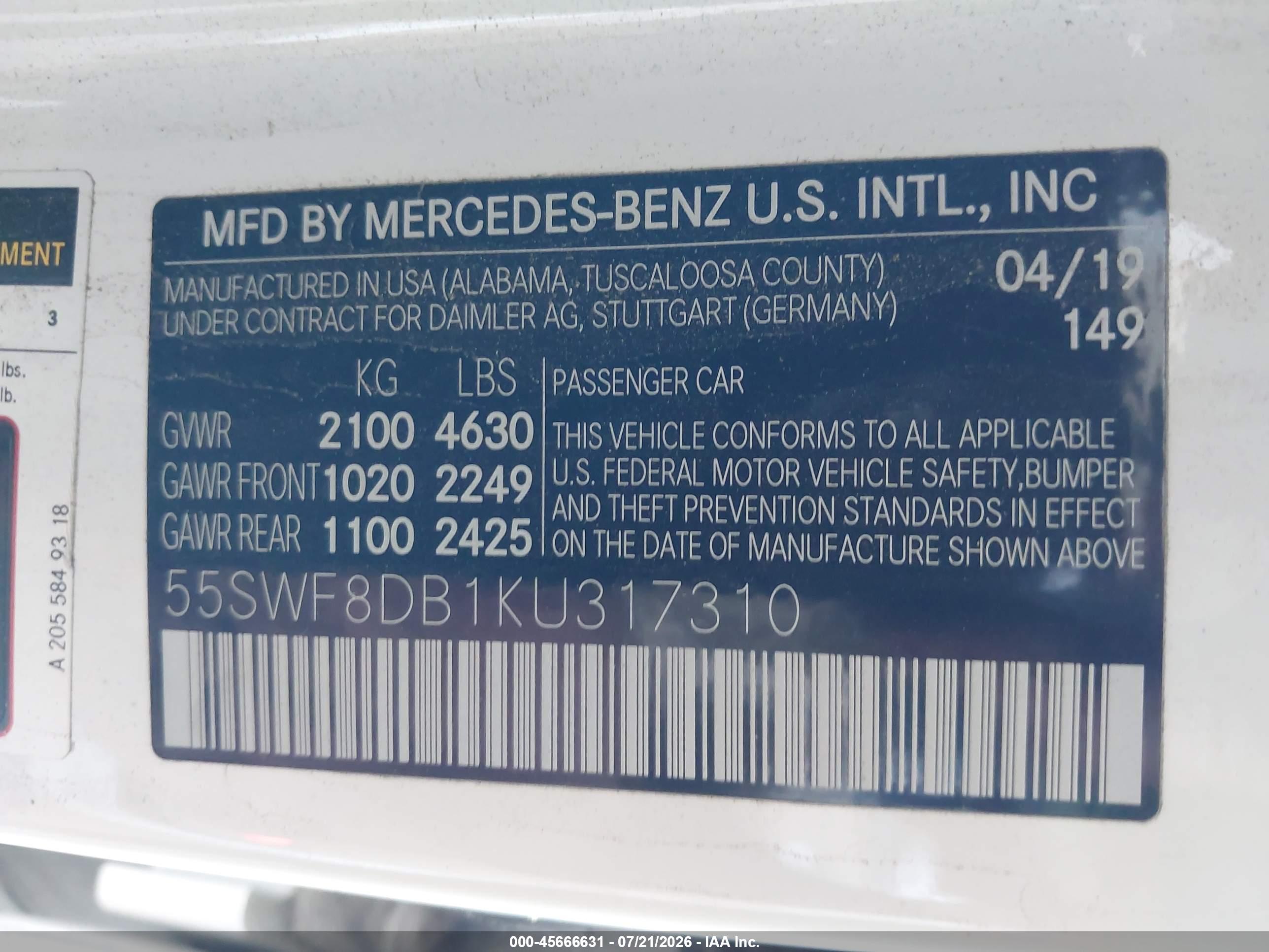 2019 MERCEDES-BENZ C 300 C300