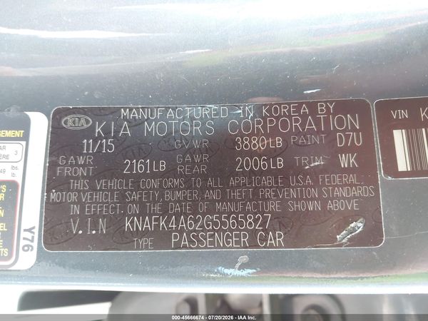 2016 KIA FORTE LX