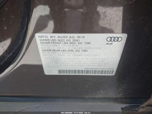 2015 AUDI Q5 3.0T PREMIUM PLUS