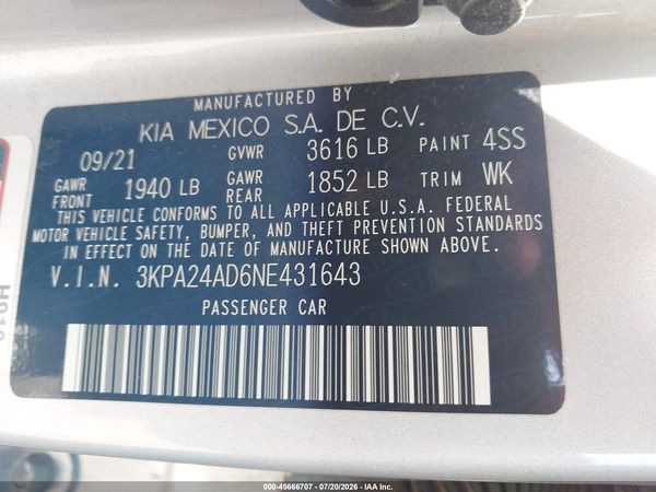 2022 KIA RIO S