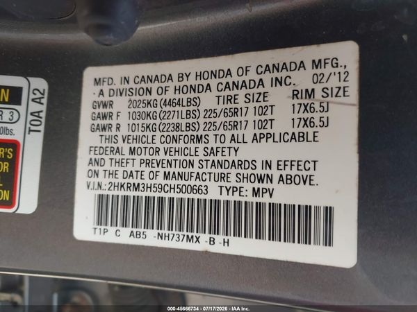 2012 HONDA CR-V EX