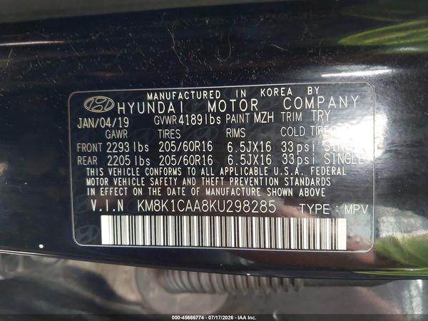 2019 HYUNDAI KONA SE