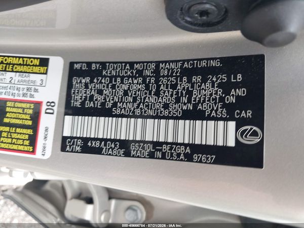 2022 LEXUS ES 350 350 Premium