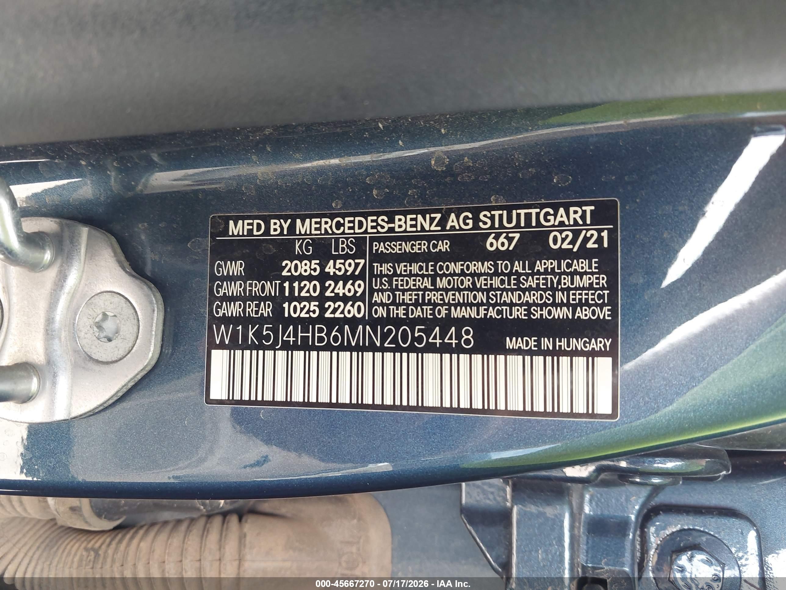 2021 MERCEDES-BENZ CLA 250 4MATIC