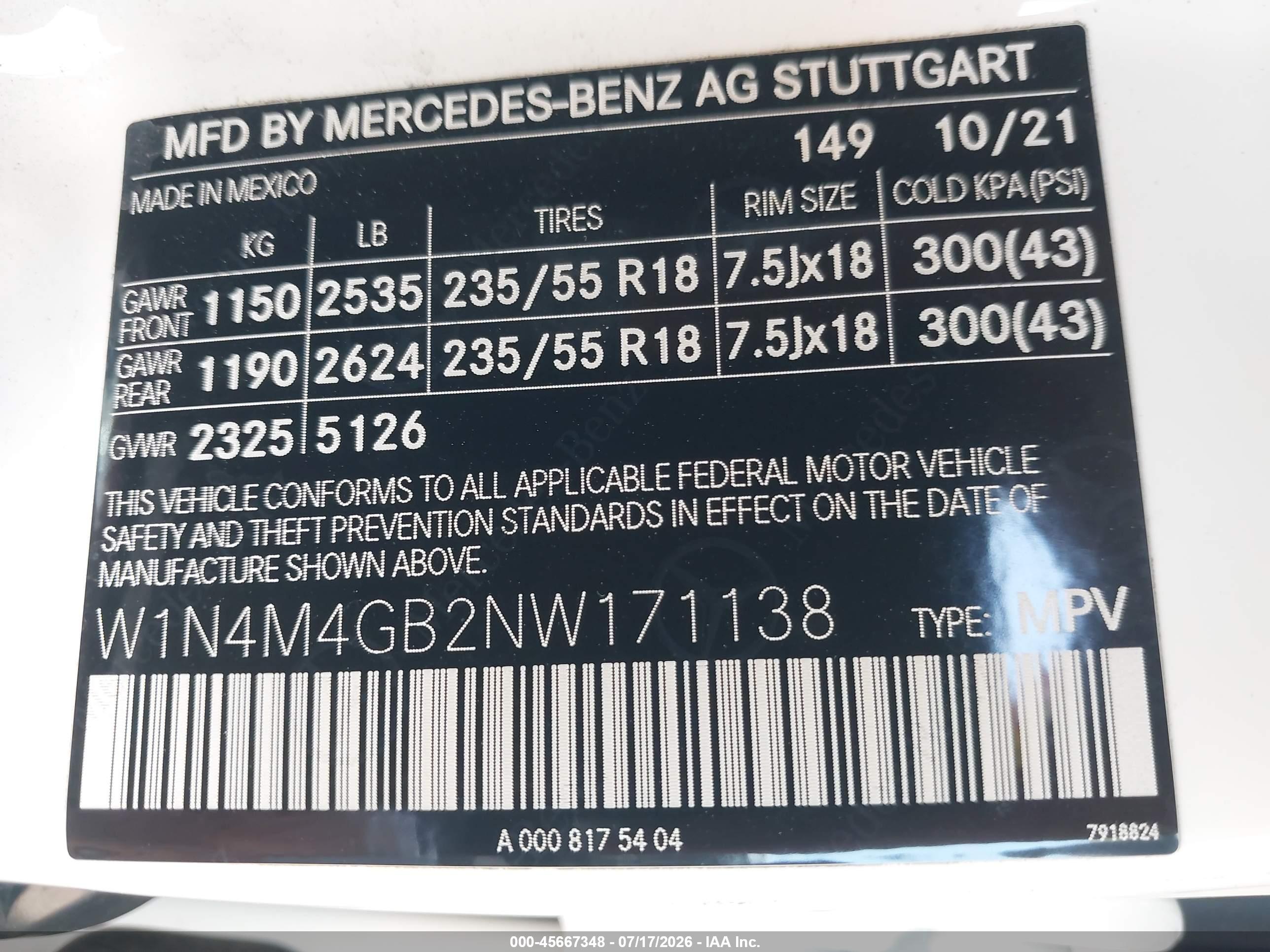 2022 MERCEDES-BENZ GLB 250 GLB250