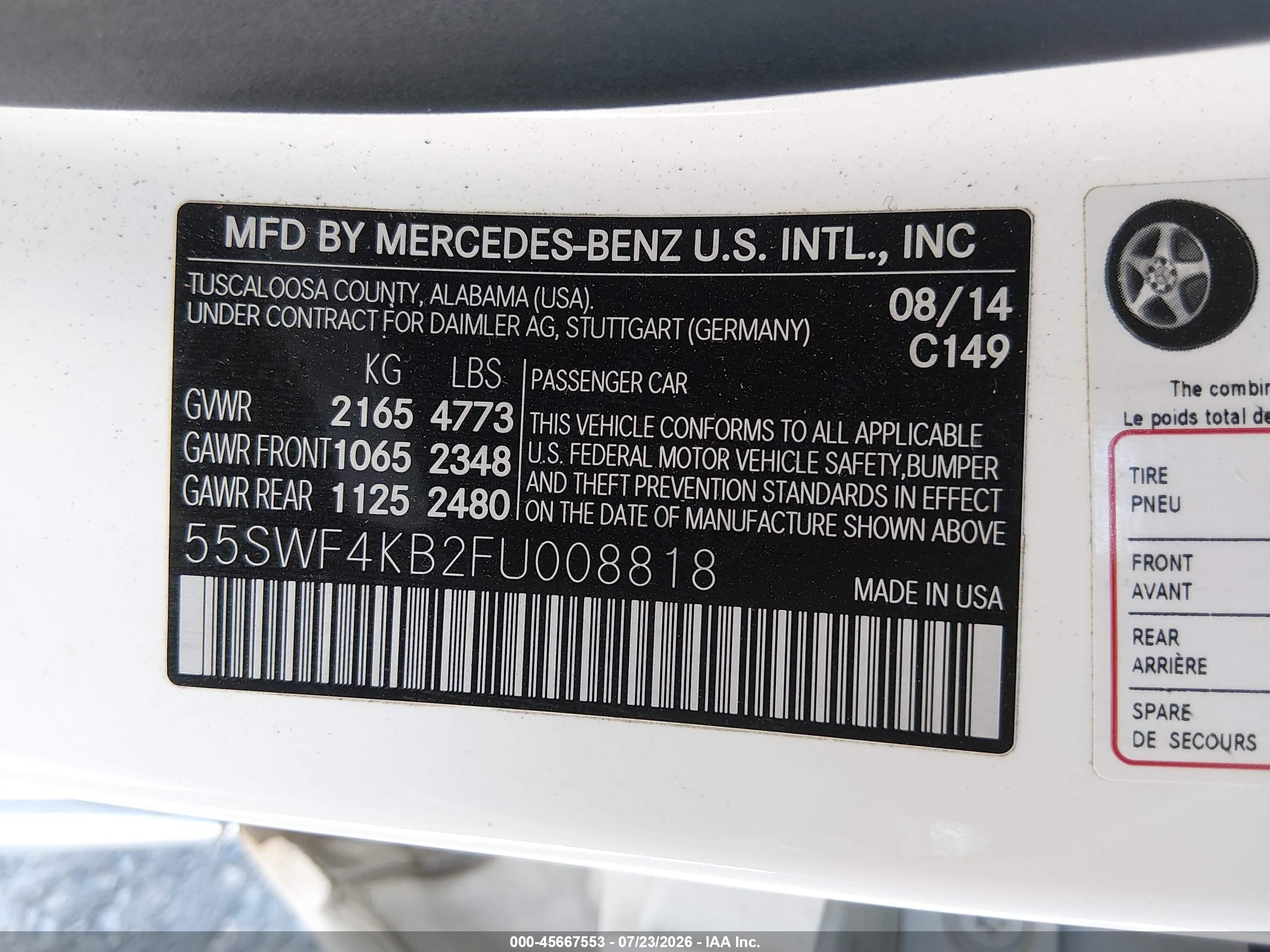 2015 MERCEDES-BENZ C 300 4MATIC
