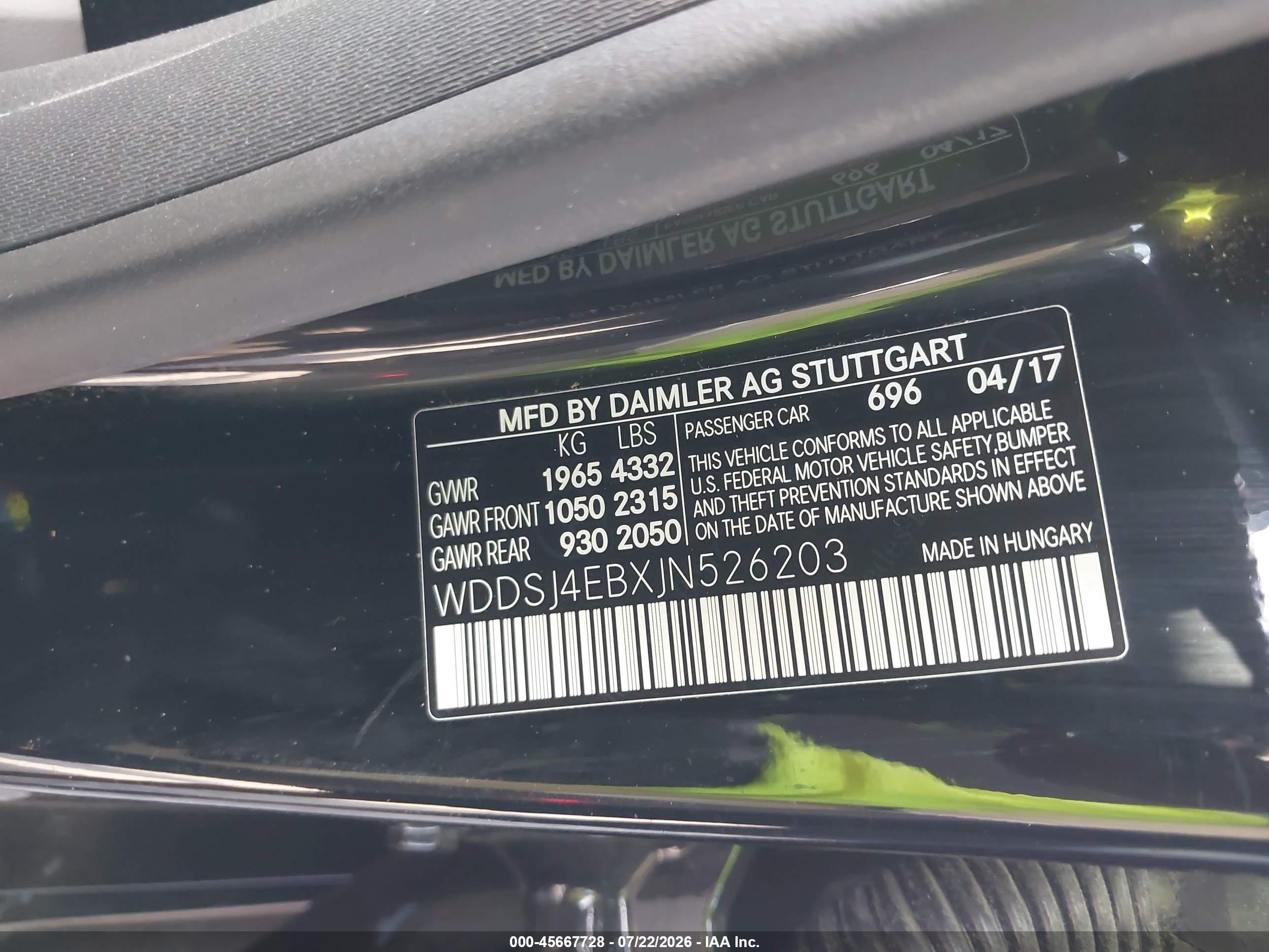 2018 MERCEDES-BENZ CLA 250 CLA250