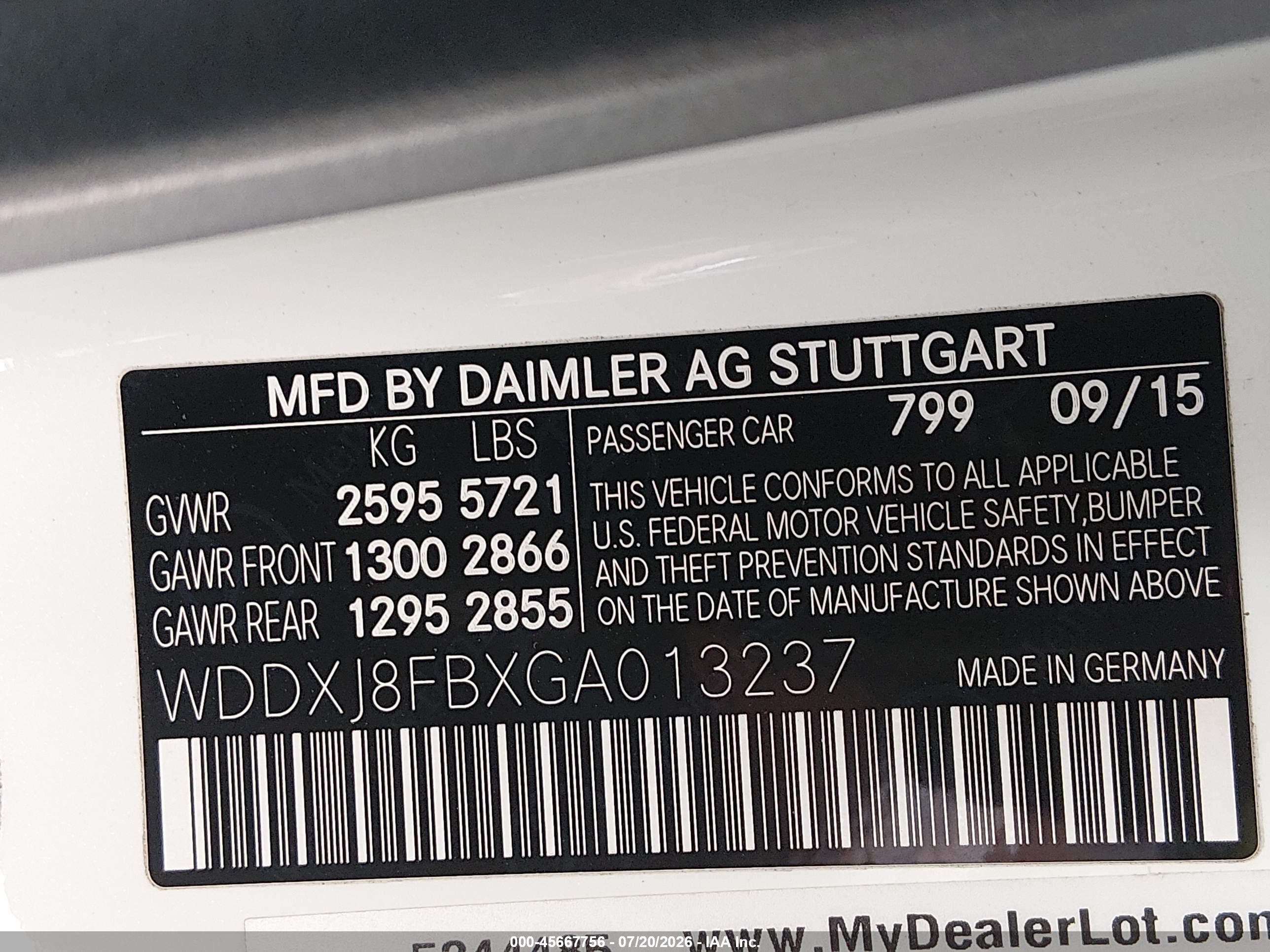 2016 MERCEDES-BENZ S 550 4MATIC