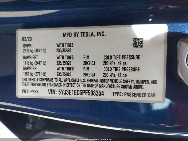 2023 TESLA MODEL 3