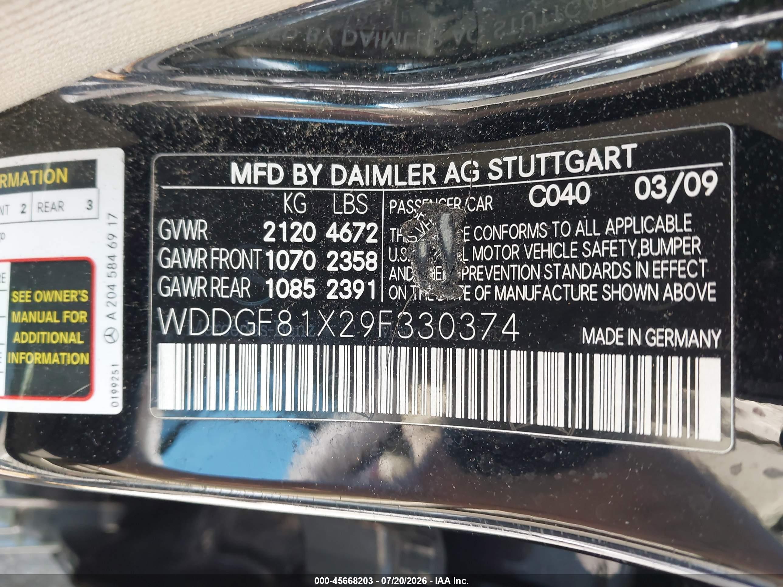 2009 MERCEDES-BENZ C 300 C300 4-MATIC